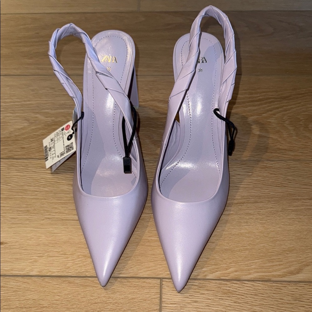 Zara Purple Stiletto Heels Elegant Pointed-Toe Pumps